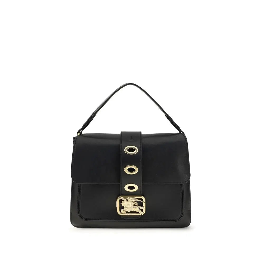Sac à main burberry noir en cuir dagneau avec boucle logo en métal doré