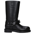 Bottes burberry en cuir noir montantes avec semelle épaisse et lanière réglable