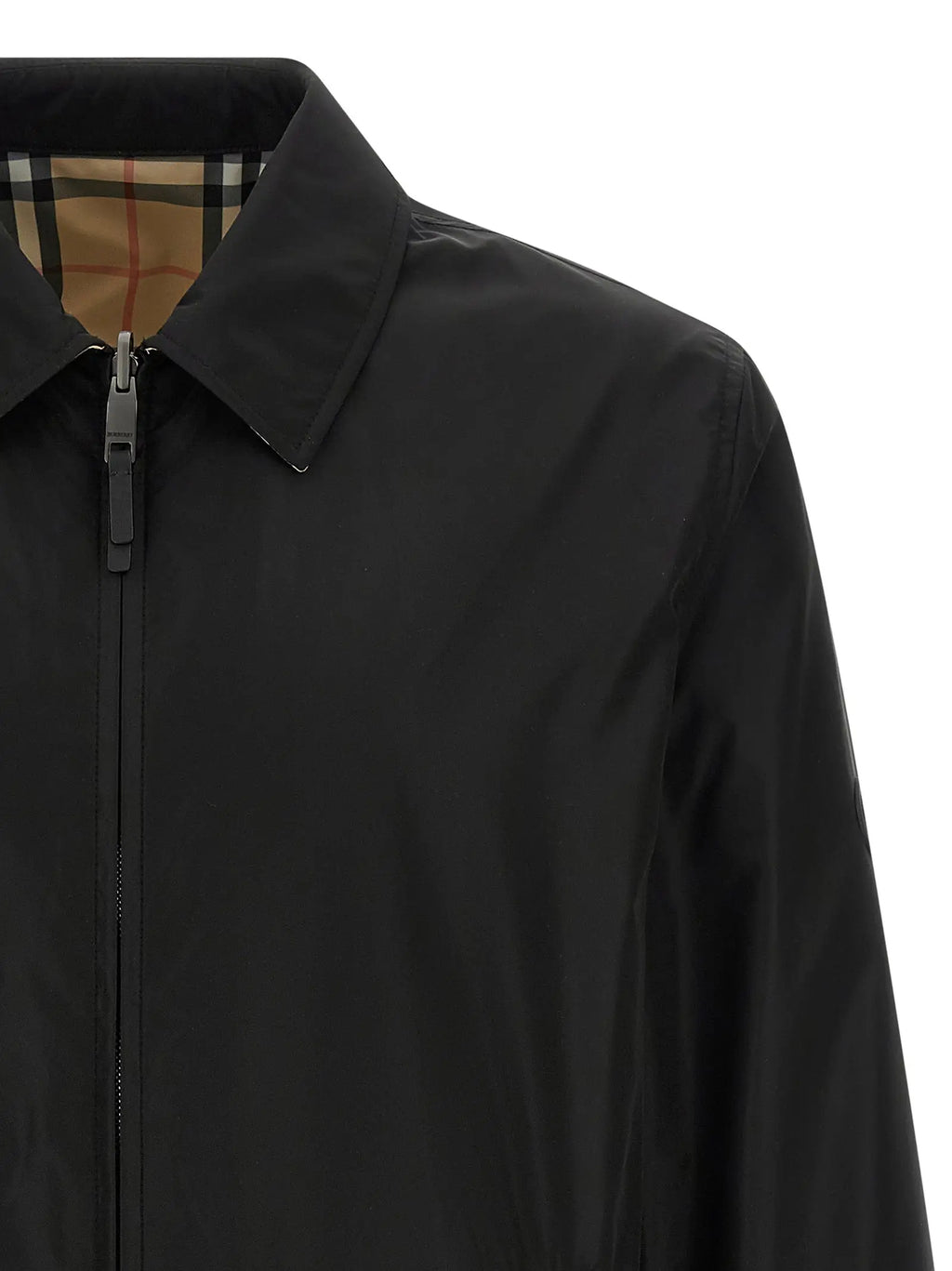 Manteau trench burberry noir en polyamide avec col classique et doublure à carreaux signature