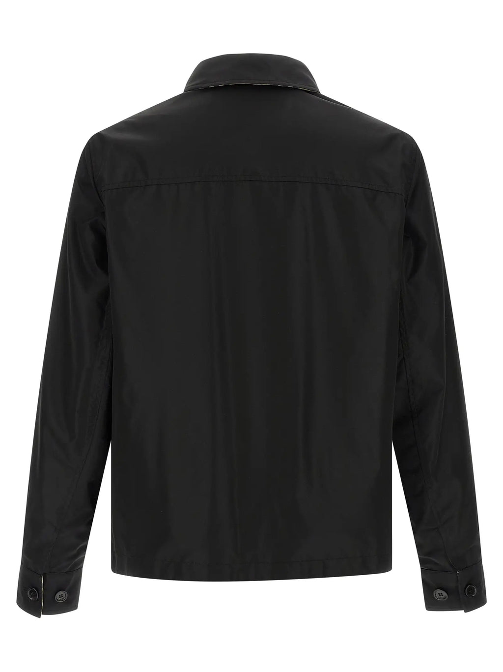 Veste burberry noire pour homme en polyamide avec design minimaliste et coutures discrètes vue de face