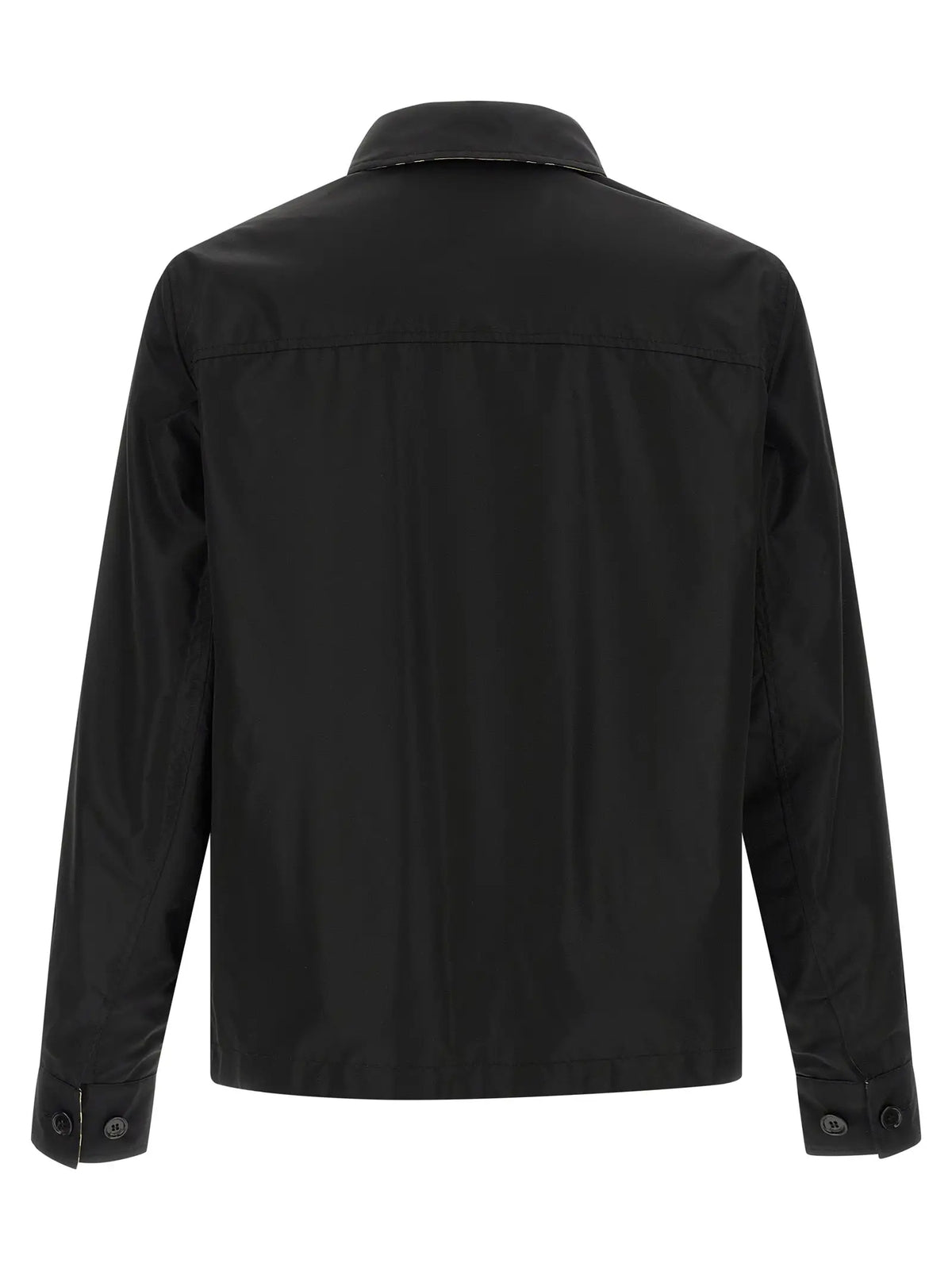 Veste burberry noire pour homme en polyamide avec design minimaliste et coutures discrètes vue de face