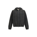 Veste burberry en coton marron avec capuche noire à motif discret à carreaux et patch logo sur la poitrine