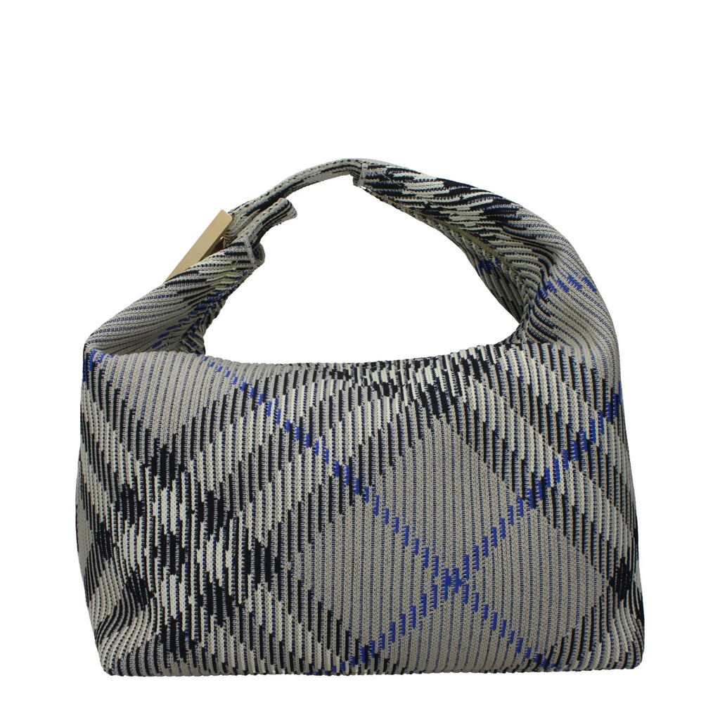 Sac à main burberry vert en polyamide avec motif écossais gris noir bleu et anses torsadées