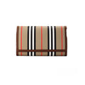 Portefeuille crossbody burberry hannah en toile e-canvas beige à rayures marron avec motif check classique