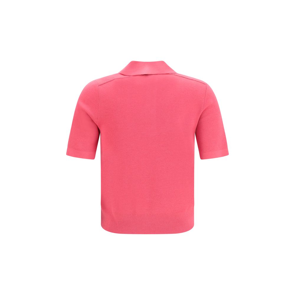 Chemise polo en laine multicolore Burberry Oves Aries avec logo, détails colorés et texture douce visible sur le tissu.