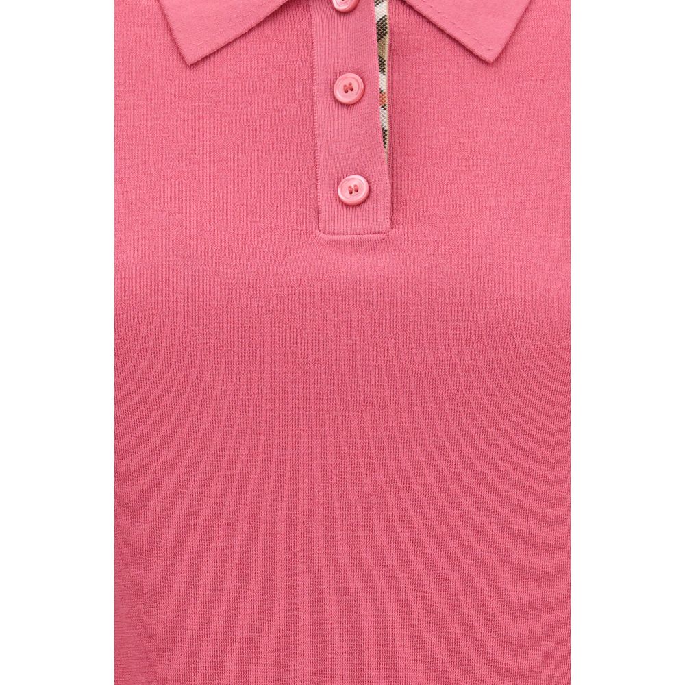 Chemise polo en laine multicolore Burberry Oves Aries avec logo et motif coloré, vue de face.