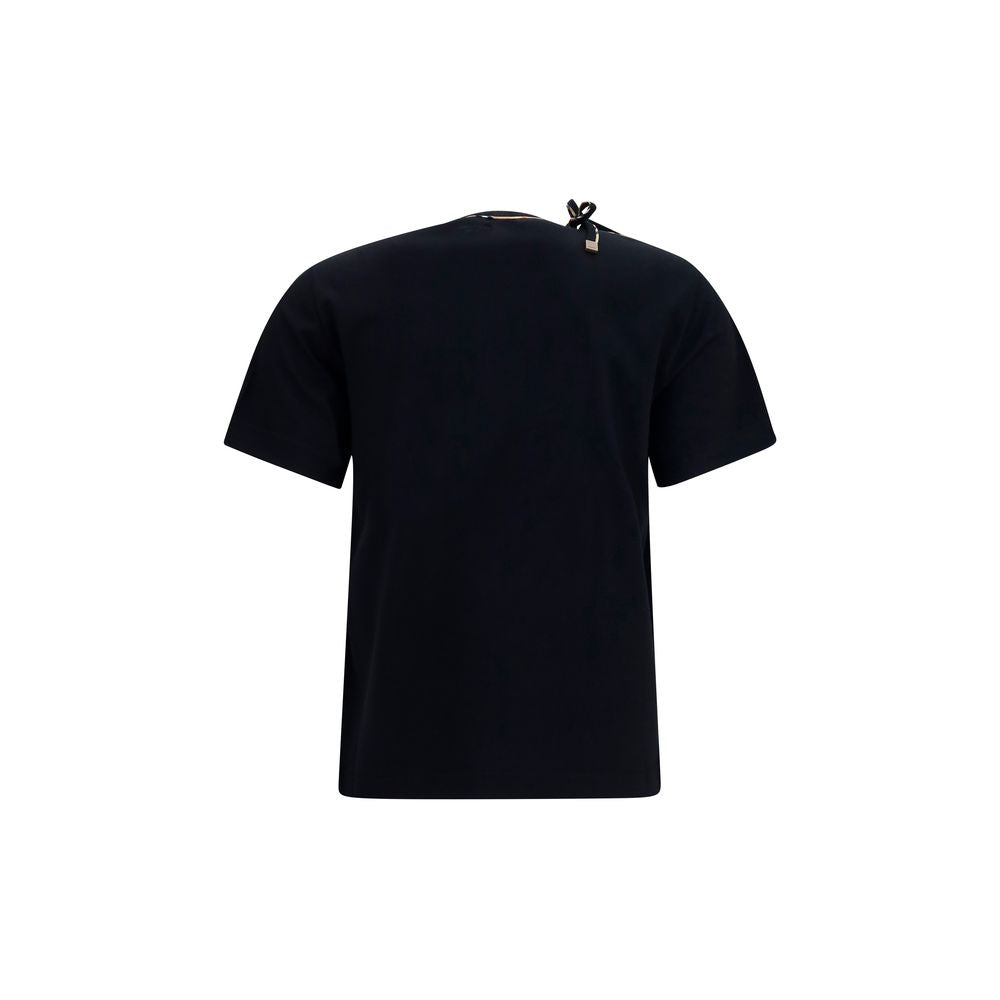 T-shirt en coton noir Burberry, coupe classique avec logo discret, vue frontale sur fond neutre.