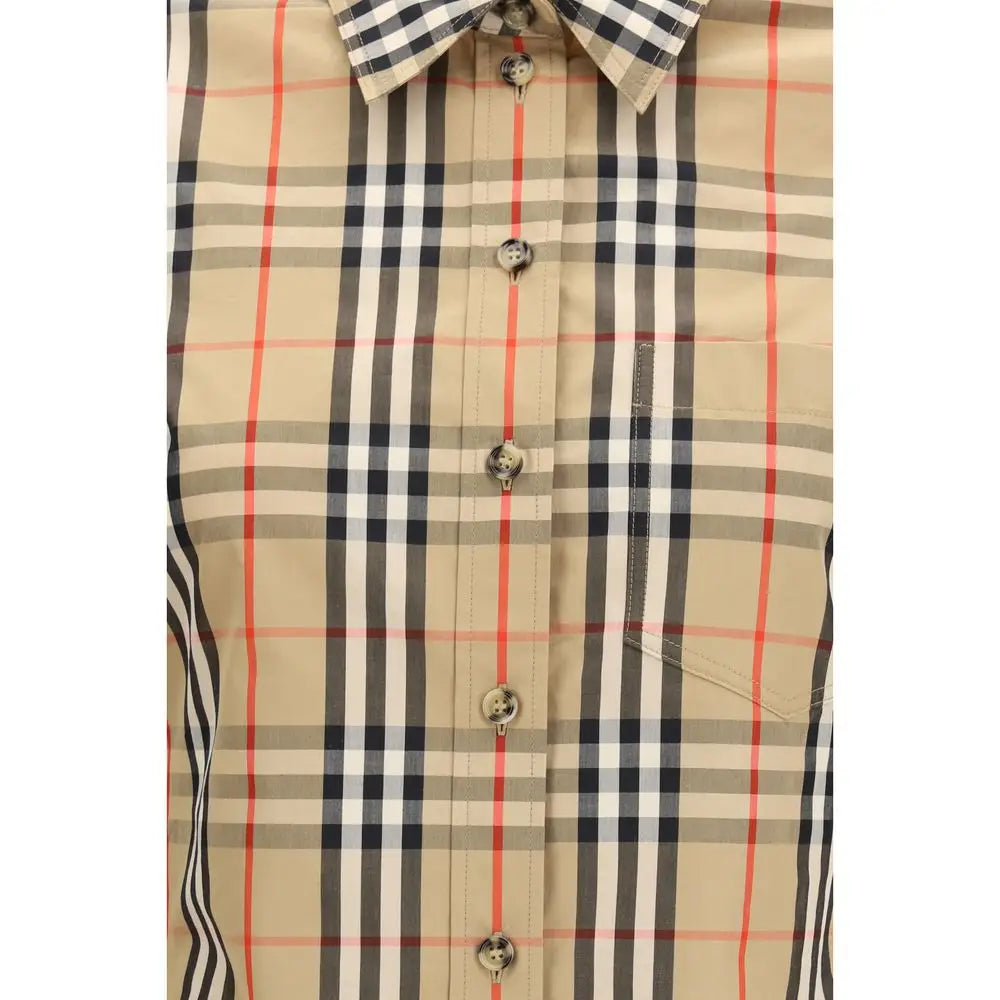 Chemise burberry multicolore en coton à carreaux beige noir blanc et rouge avec col classique et boutons