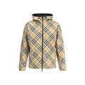 Veste burberry multicolore en polyester avec capuche pied-de-poule beige noir et rouge doublure intérieure noire contrastée