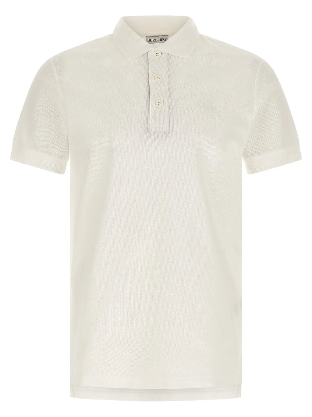 Chemise polo en coton burberry blanc crème avec col classique et patte de boutonnage