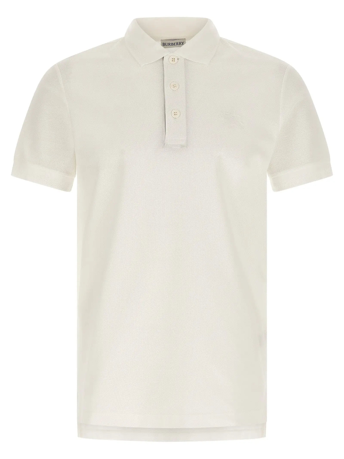 Chemise polo en coton burberry blanc crème avec col classique et patte de boutonnage