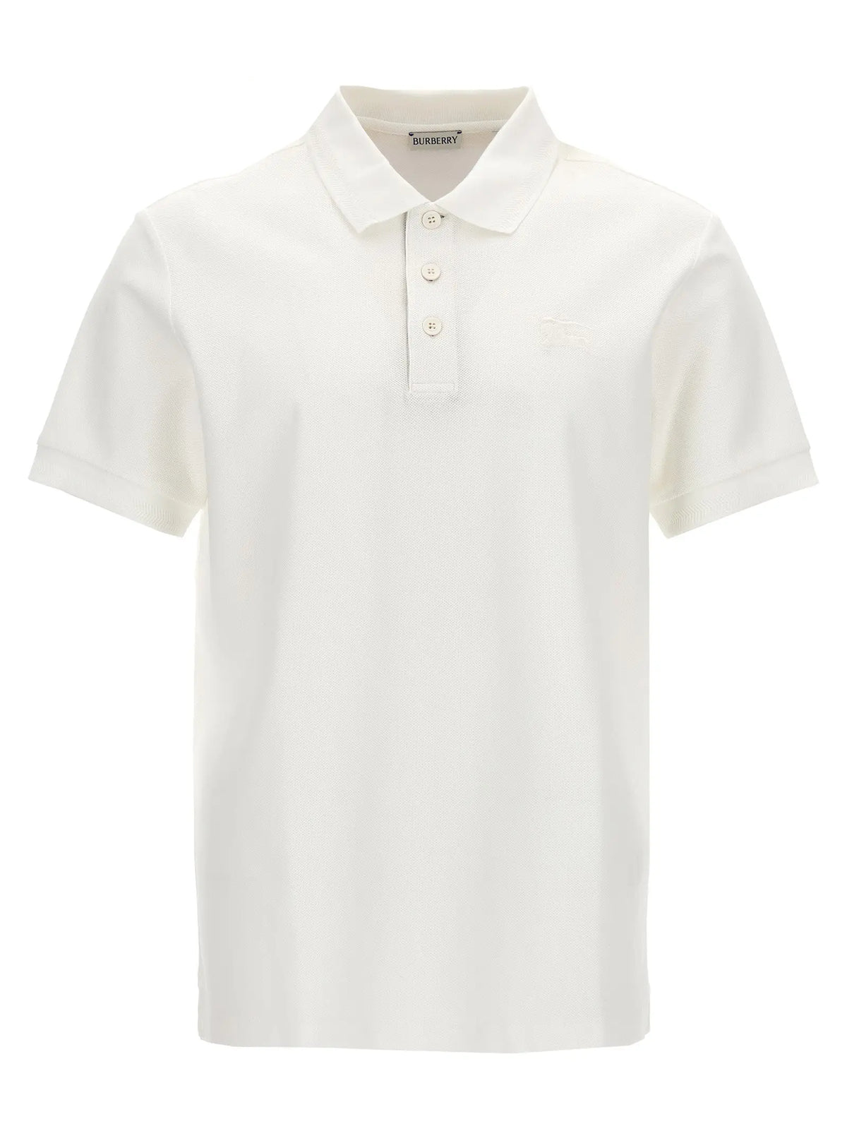 Chemise polo burberry blanche en coton crème avec col classique et trois boutons assortis