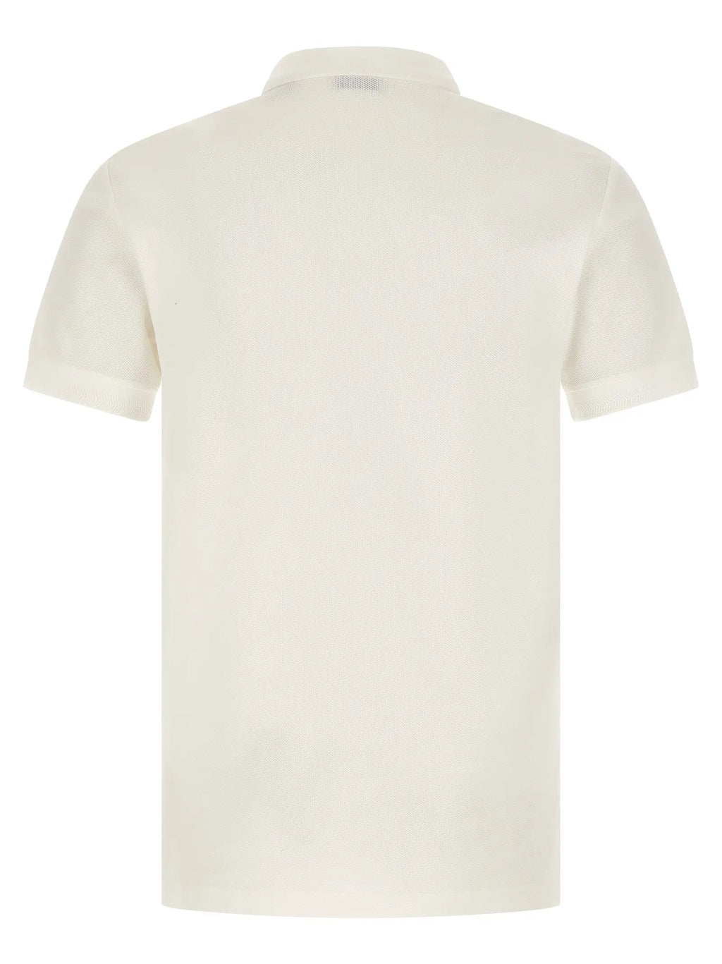 Chemise polo burberry en coton blanc crème à manches courtes avec col classique et étiquette discrète au dos