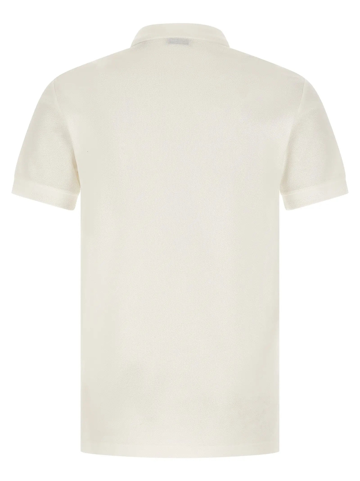 Chemise polo burberry en coton blanc crème à manches courtes avec col classique et étiquette discrète au dos