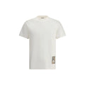 T-shirt burberry blanc en coton avec manches courtes et patch à carreaux subtil en bas à droite