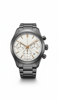 Montre chronographe suisse La Luxence édition limitée avec cadran noir, bracelet en cuir et détails élégants.