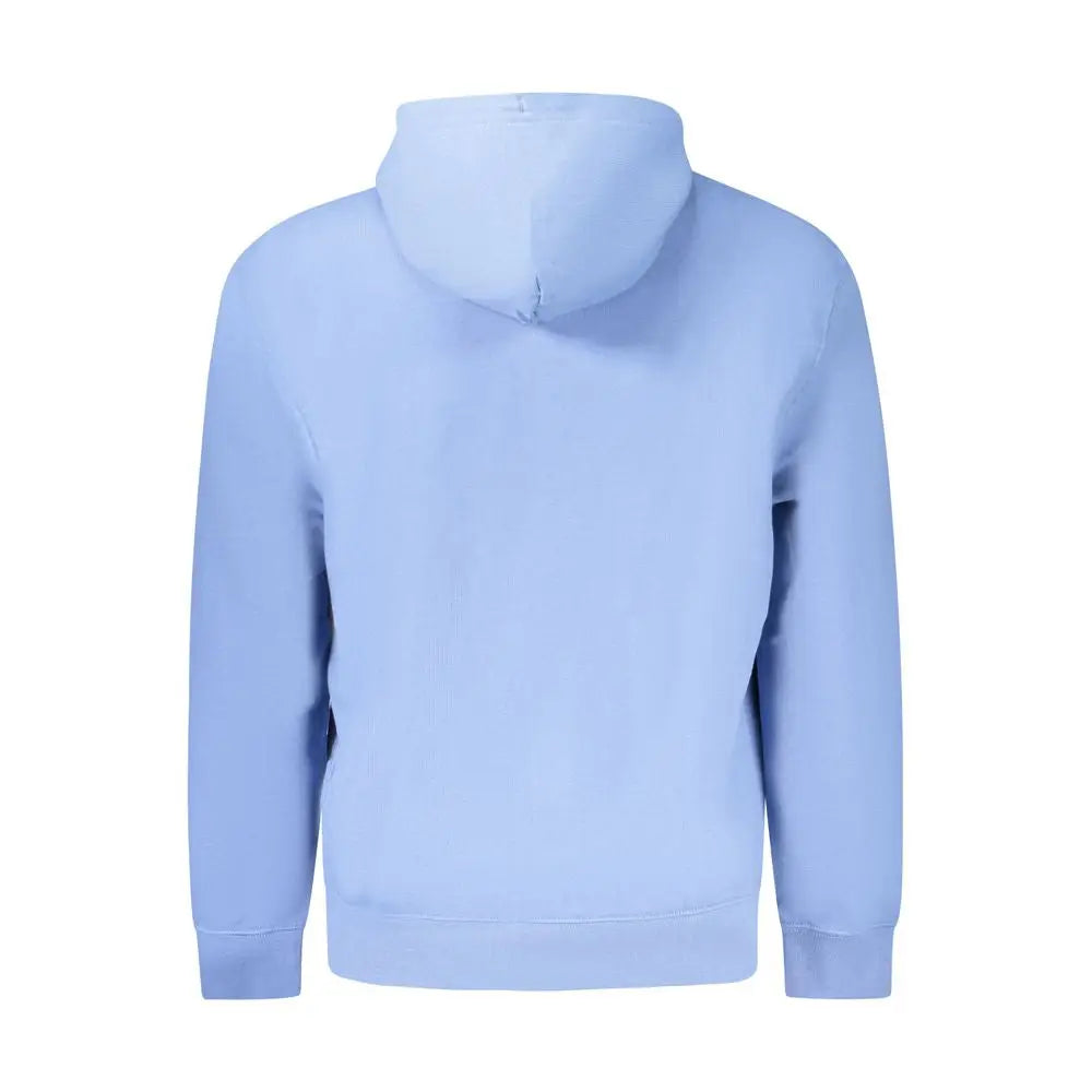 Sweat à capuche léger calvin klein azzurro en coton bleu clair avec tissu lisse et poignets côtelés pour homme
