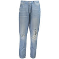 Jean femme calvin klein azzurro en coton bleu clair avec déchirures effilochées aux genoux