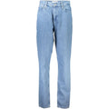 Jeans femme calvin klein azzurro en coton bleu clair avec coupe droite et cinq poches classiques