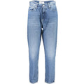 Jean femme calvin klein azzurro en coton bleu clair avec taille haute classique et jambes droites avec coutures visibles