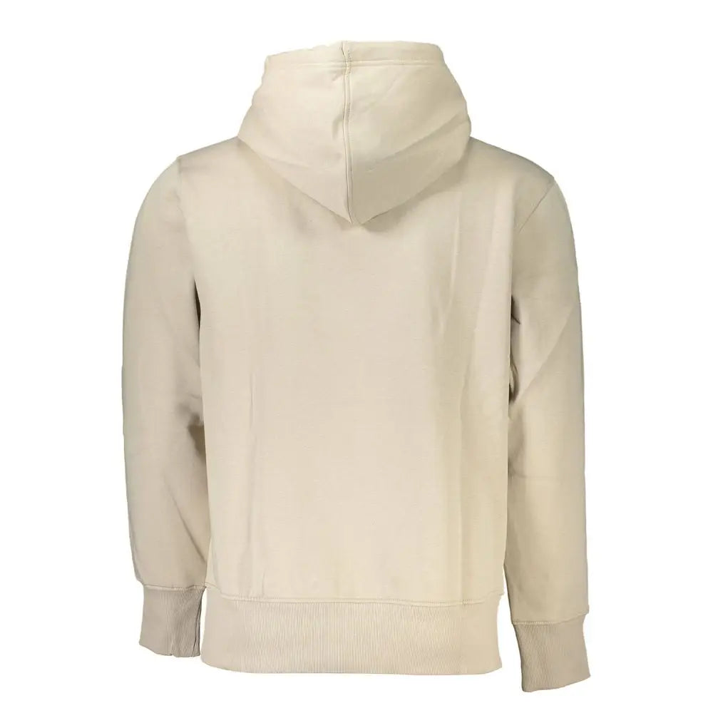 Sweat à capuche beige calvin klein en coton pour homme avec tissu doux texturé et poignets et ourlet côtelés