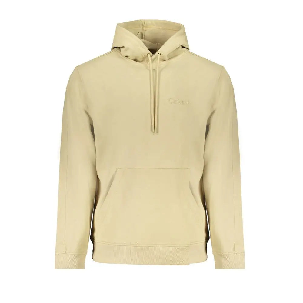 Sweatshirt pour homme calvin klein beige en coton avec logo brodé discret et cordons assortis