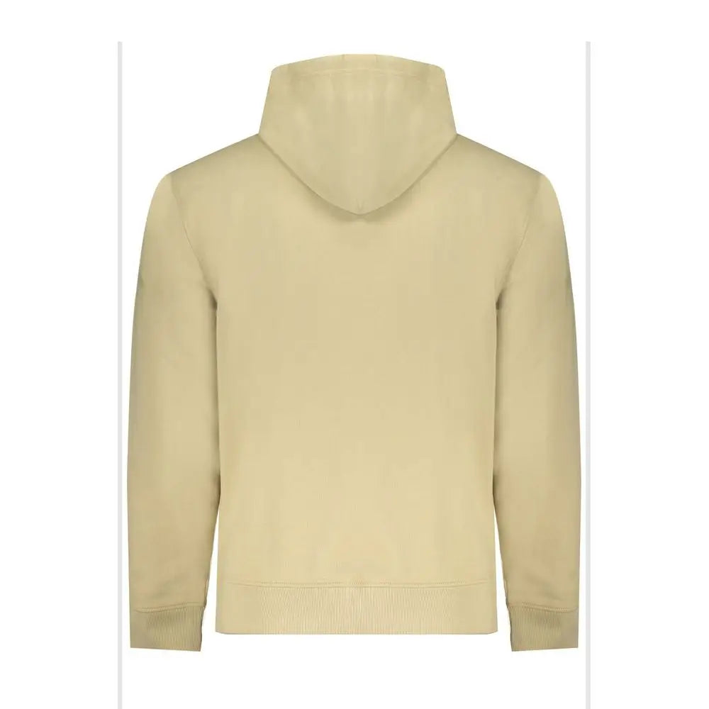 Sweat à capuche beige calvin klein en coton pour homme avec tissu doux et finitions côtelées aux poignets et à lourlet