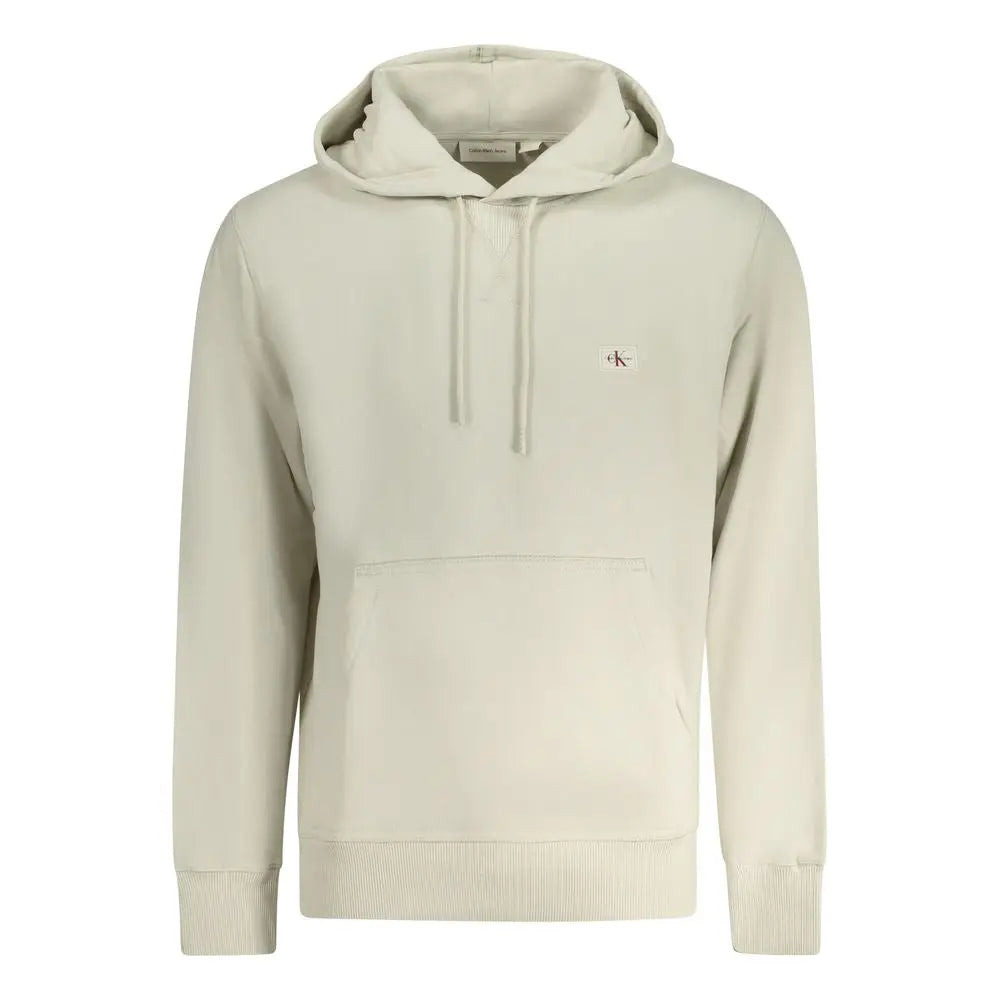 Sweat à capuche beige en coton calvin klein pour homme avec logo brodé discret et poignets et ourlet côtelés