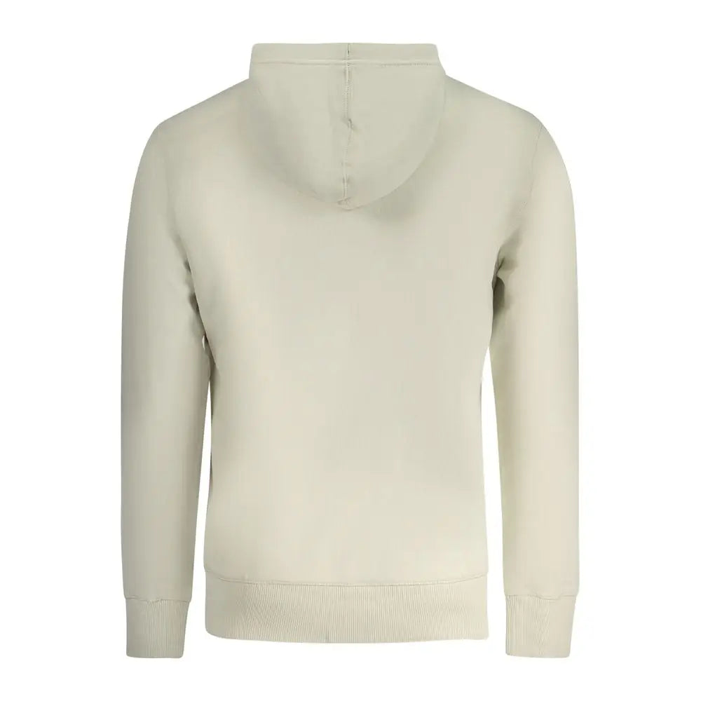 Sweat à capuche beige calvin klein pour homme en coton avec poignets et ourlet côtelés crema