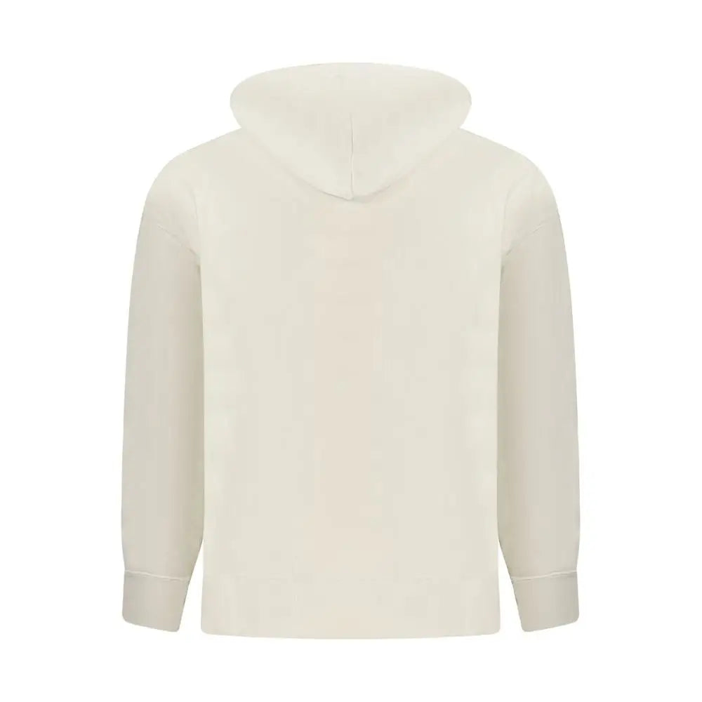 Calvin klein beige cotton hoodie pour homme avec capuche crème et poignets côtelés au design minimaliste doux