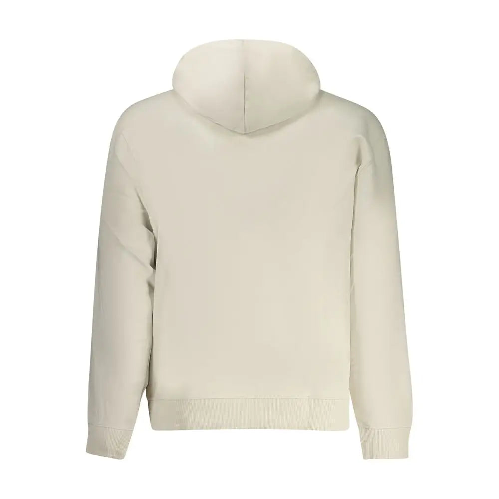 Sweat à capuche calvin klein beige en coton pour homme avec tissu doux texturé et poignets et ourlet côtelés