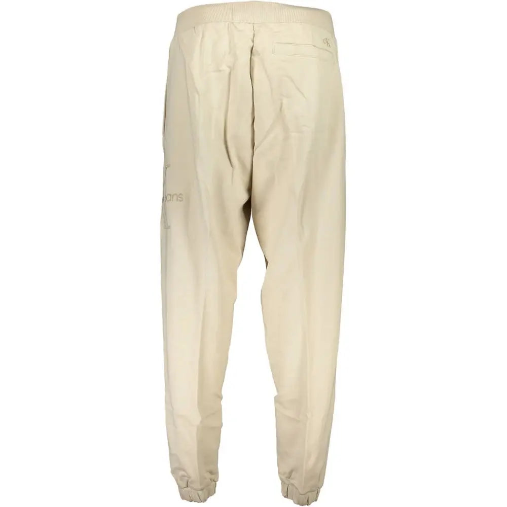 Calvin klein beige coton joggers homme avec coupe décontractée taille élastique et ourlets à cordon