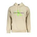 Sweatshirt calvin klein beige en coton pour homme avec logo ck vert neon et texte noir sur la poitrine