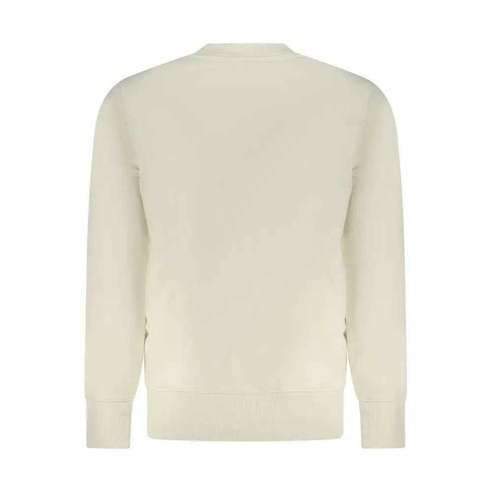 Sweatshirt homme calvin klein beige en coton crème avec col rond et poignets et ourlet côtelés