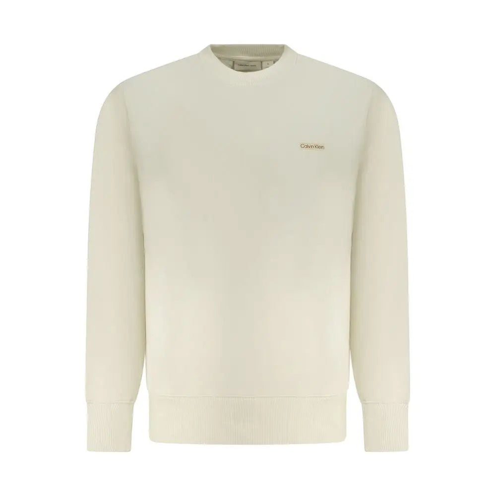 Sweatshirt beige calvin klein pour homme en coton avec logo brodé discret sur la poitrine