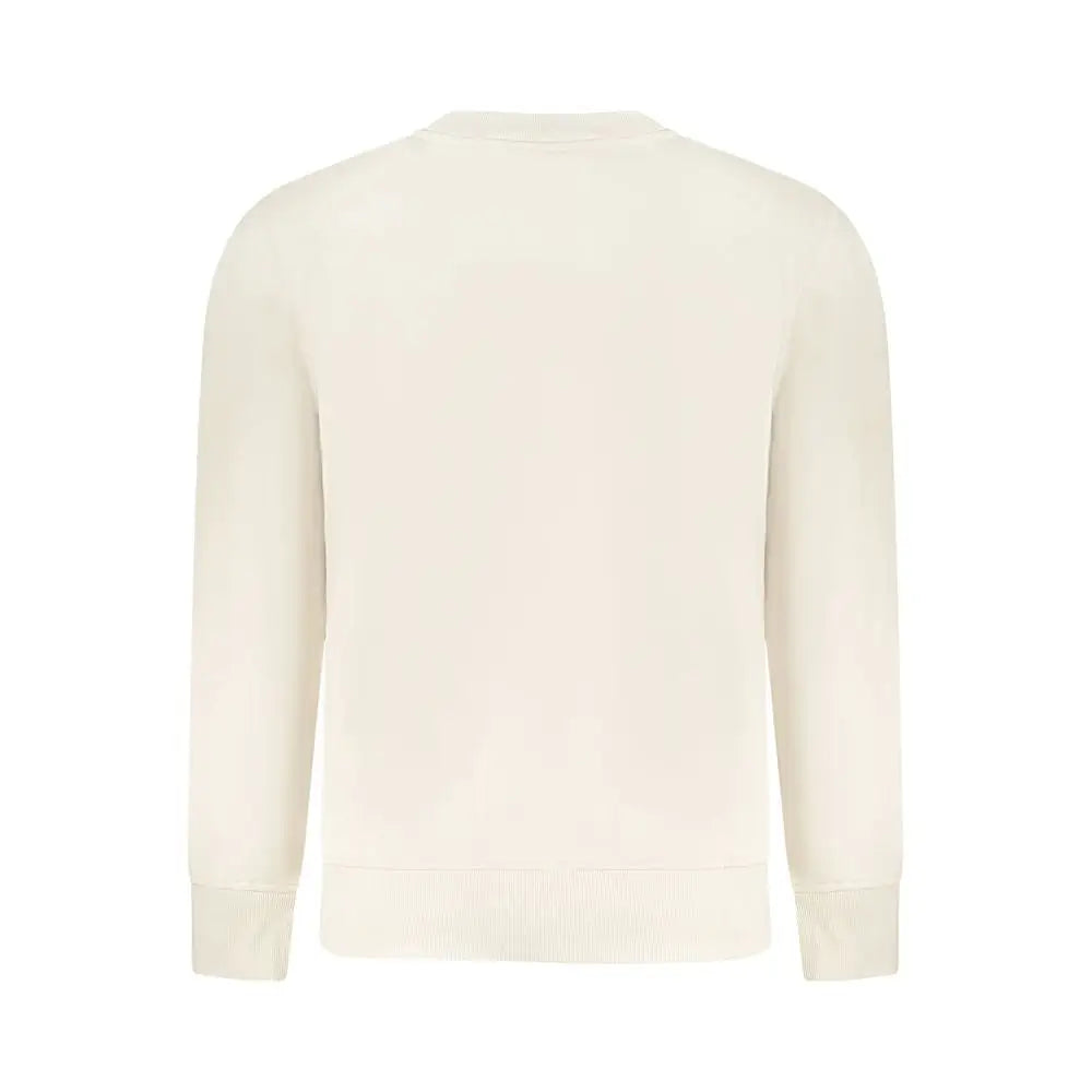 Sweatshirt calvin klein beige pour homme en coton beige crème avec col rond manches longues et poignets côtelés
