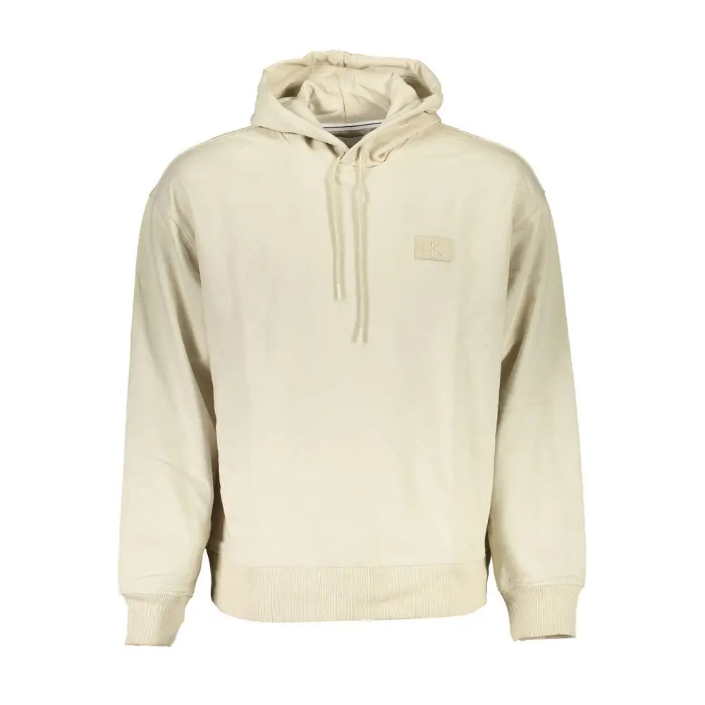 Calvin klein beige sweatshirt en coton pour homme avec logo discret sur la poitrine et poignets côtelés