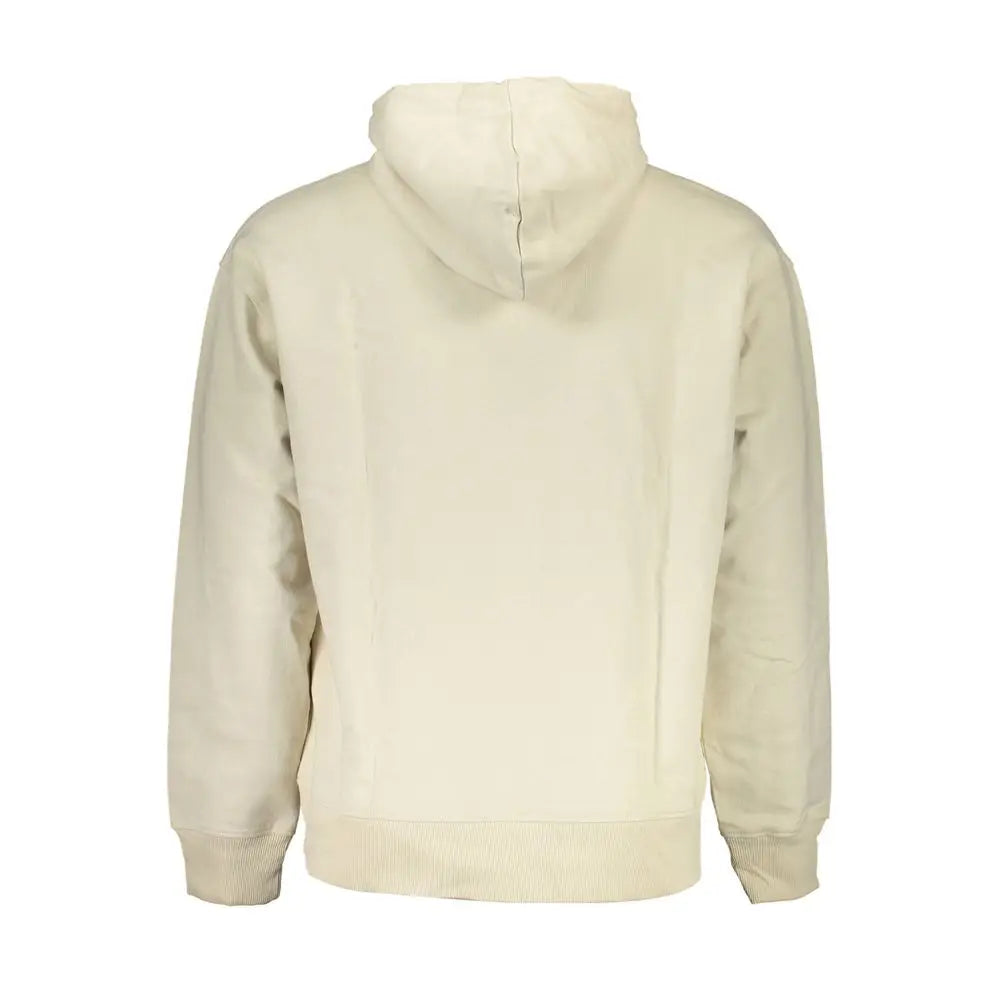 Sweatshirt pour homme calvin klein beige en coton crème avec capuche et poignets et ourlet côtelés