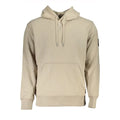 Sweatshirt beige calvin klein homme en coton avec capuche, poches kangourou, poignets et ourlet côtelés