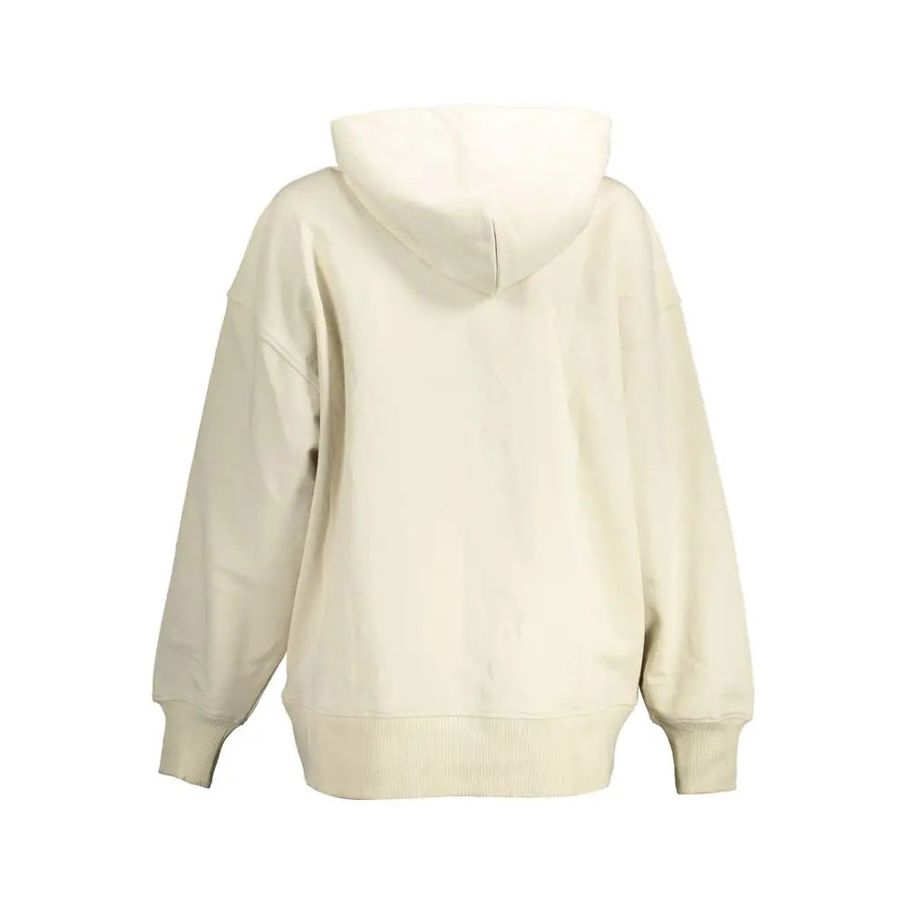 Sweatshirt femme calvin klein beige en coton avec coupe décontractée oversize et poignets côtelés