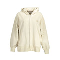 Sweatshirt pour femme calvin klein beige en coton avec capuche et patch logo discret sur la poitrine