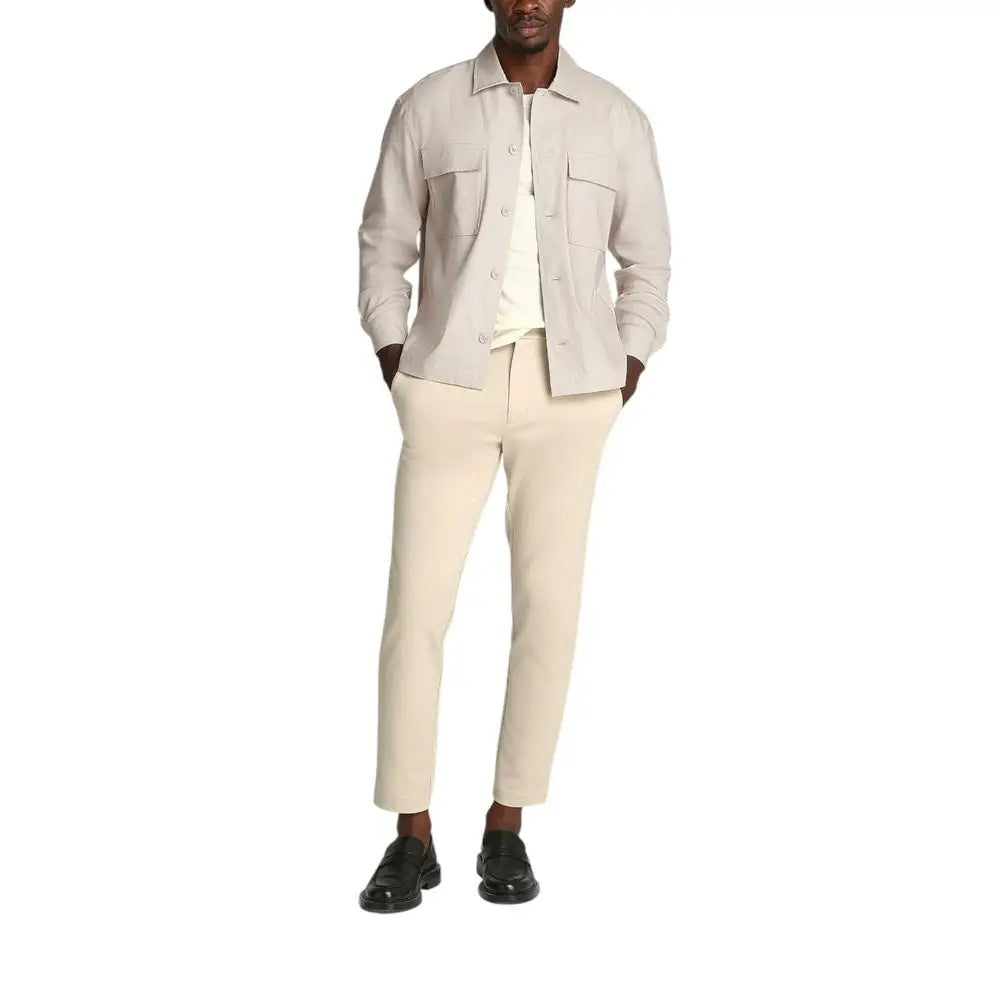 Veste utilitaire calvin klein beige en mélange de lin avec deux poches poitrine et fermeture à boutons