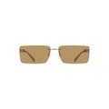 Lunettes de soleil femme calvin klein beige en métal cadre minimaliste rectangulaire teinté brun