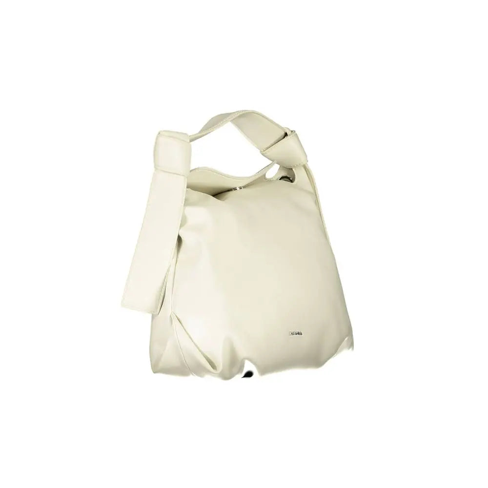 Sac à main femme Calvin Klein beige en polyester avec bandoulière large nouée et design minimaliste crème