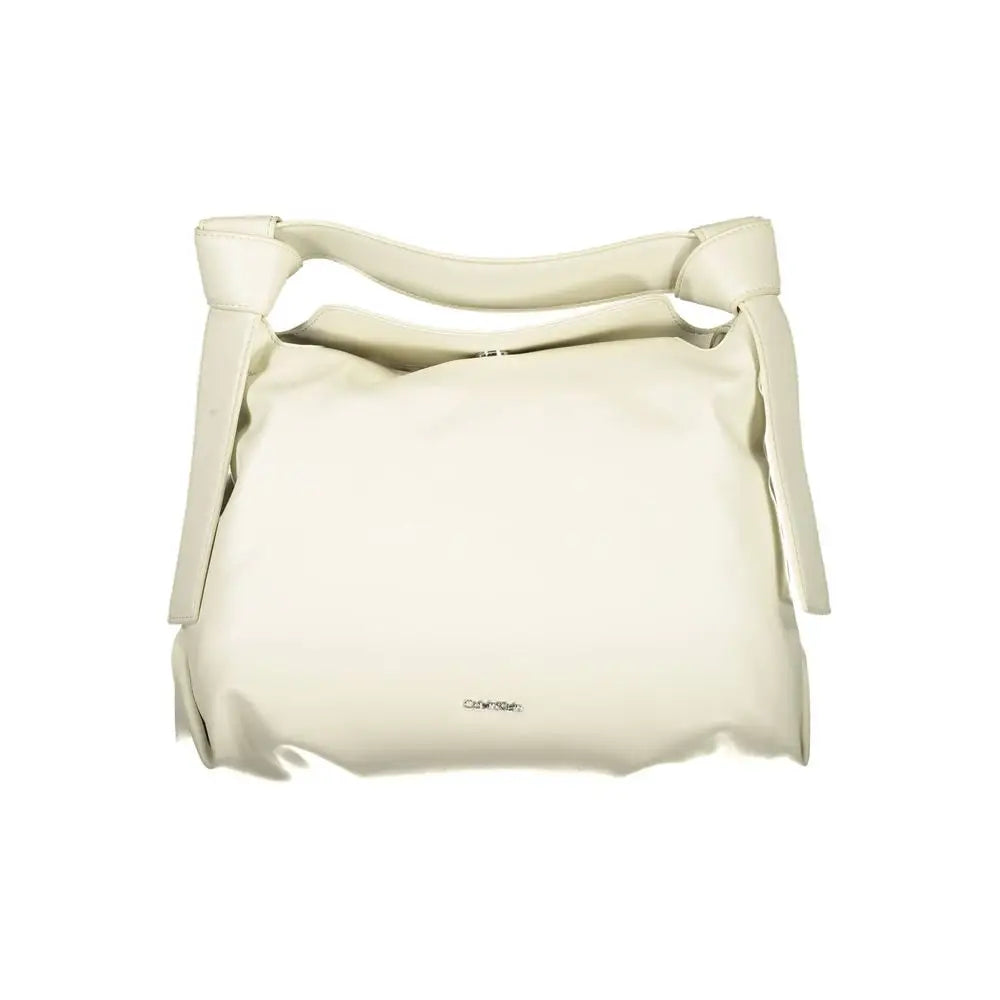 Sac à bandoulière calvin klein beige en polyester avec poignée supérieure nouée en cuir crème