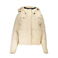 Veste femme beige calvin klein en polyester avec capuche noire doublure intérieure et boutons-pression argentés