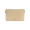 Sac bandoulière beige calvin klein en polyester matelassé avec chaîne argentée et logo ck