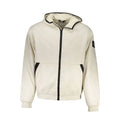 Veste à capuche beige calvin klein en polyester recyclé pour homme avec fermeture éclair noire et bordures noires