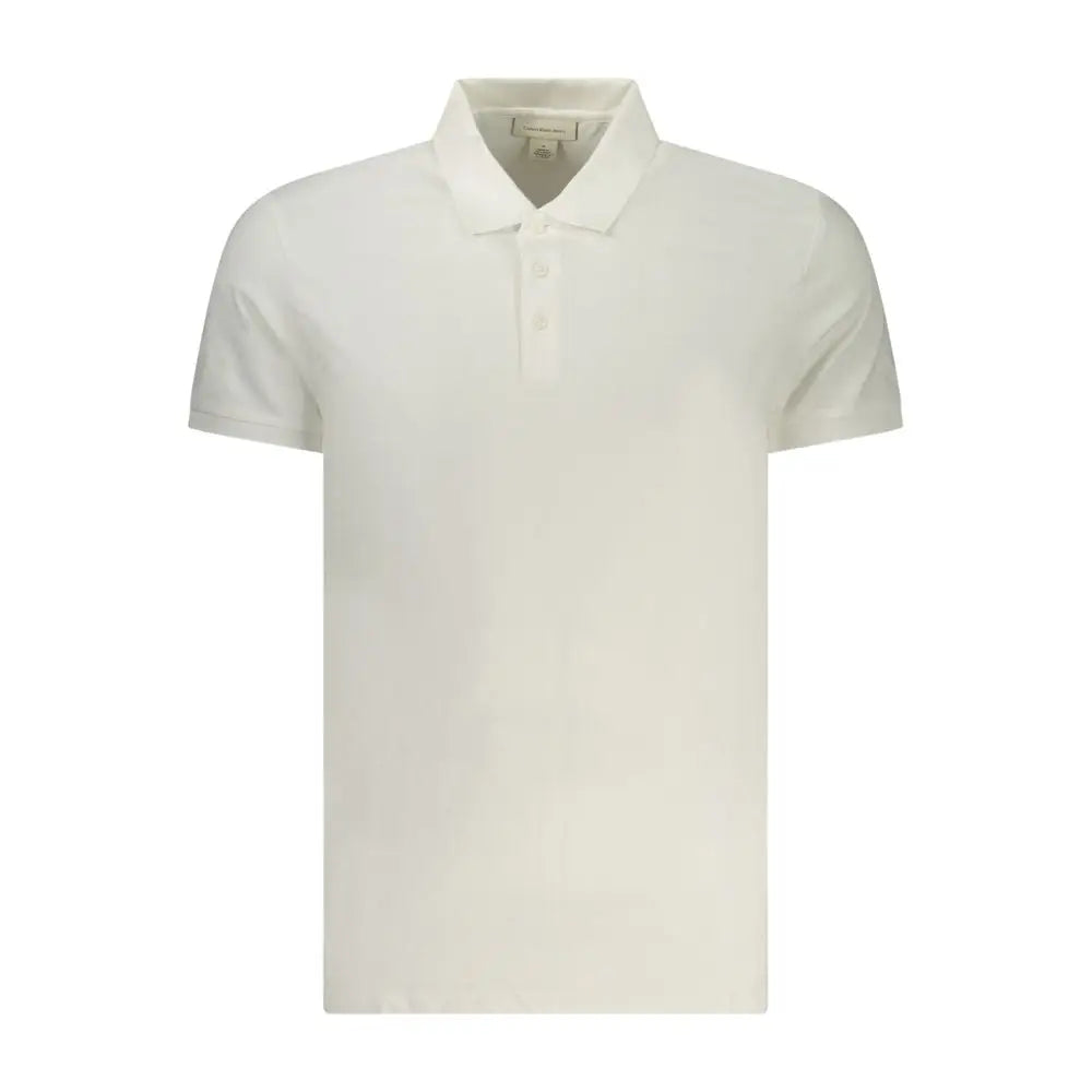 Polo homme calvin klein bianco en coton blanc avec col classique manches courtes et patte de boutonnage