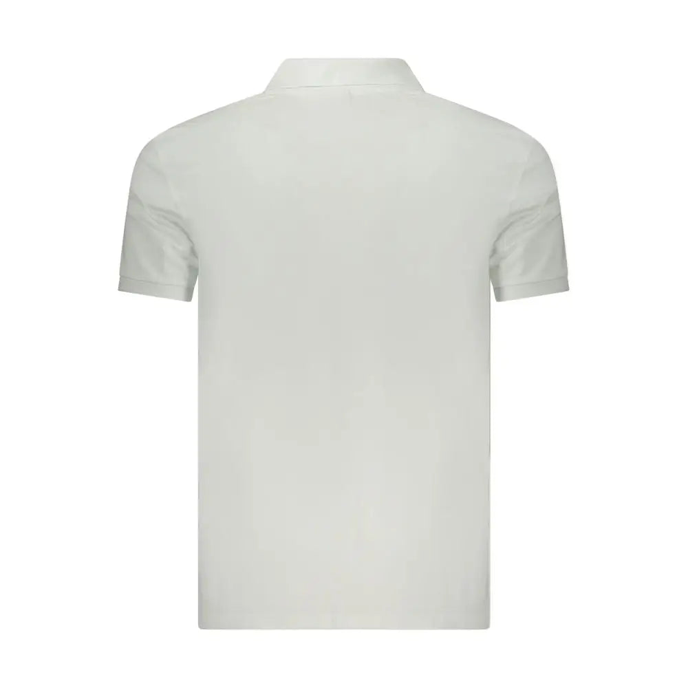 Calvin Klein Bianco cotton men polo shirt blanc à manches courtes avec col classique et coutures soignées